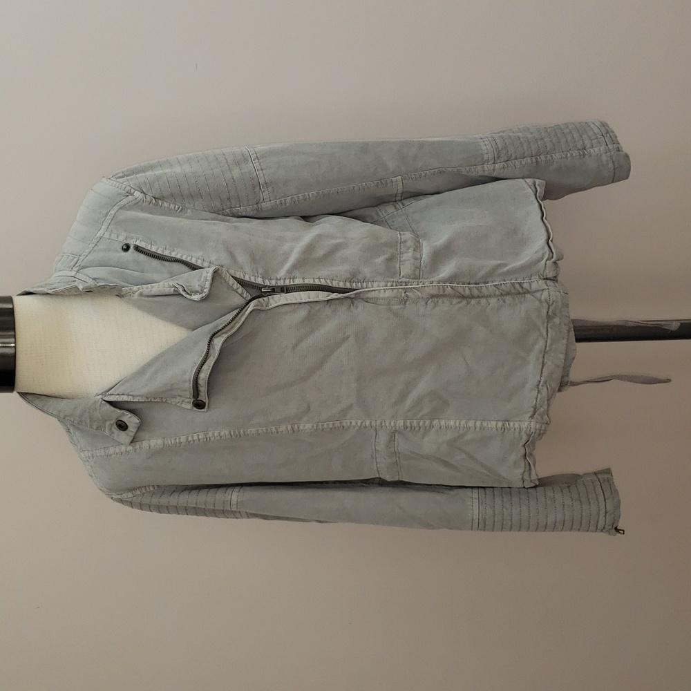 Lucky Brand Gray Asymmetrical Zip Moto Utility Jacket, Size Large